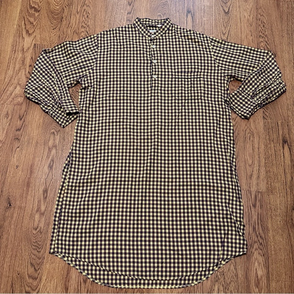 Carroll & Company Yellow Plaid Long Sleeve nightgown Vintage Size cotton Medium